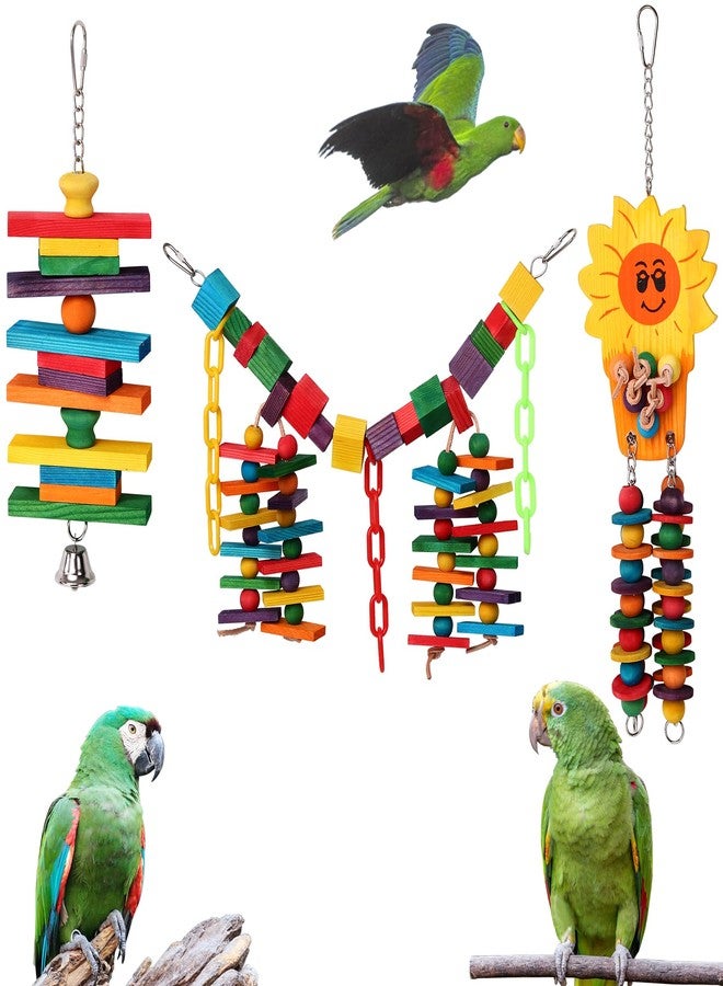 NEXT VOGUE Set of 3 Natural Wood Parrot Toys - Ideal for Small & Medium Parrots. Safe & Durable Chew Toys Promote Mental Stimulation & Beak Health. Handcrafted Bird Toys for Enriching Playtime - Image 1